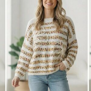 HAPTICS DAISY'S FOR DAYS 3D FLOWER LONG SLEEVE SWEATER